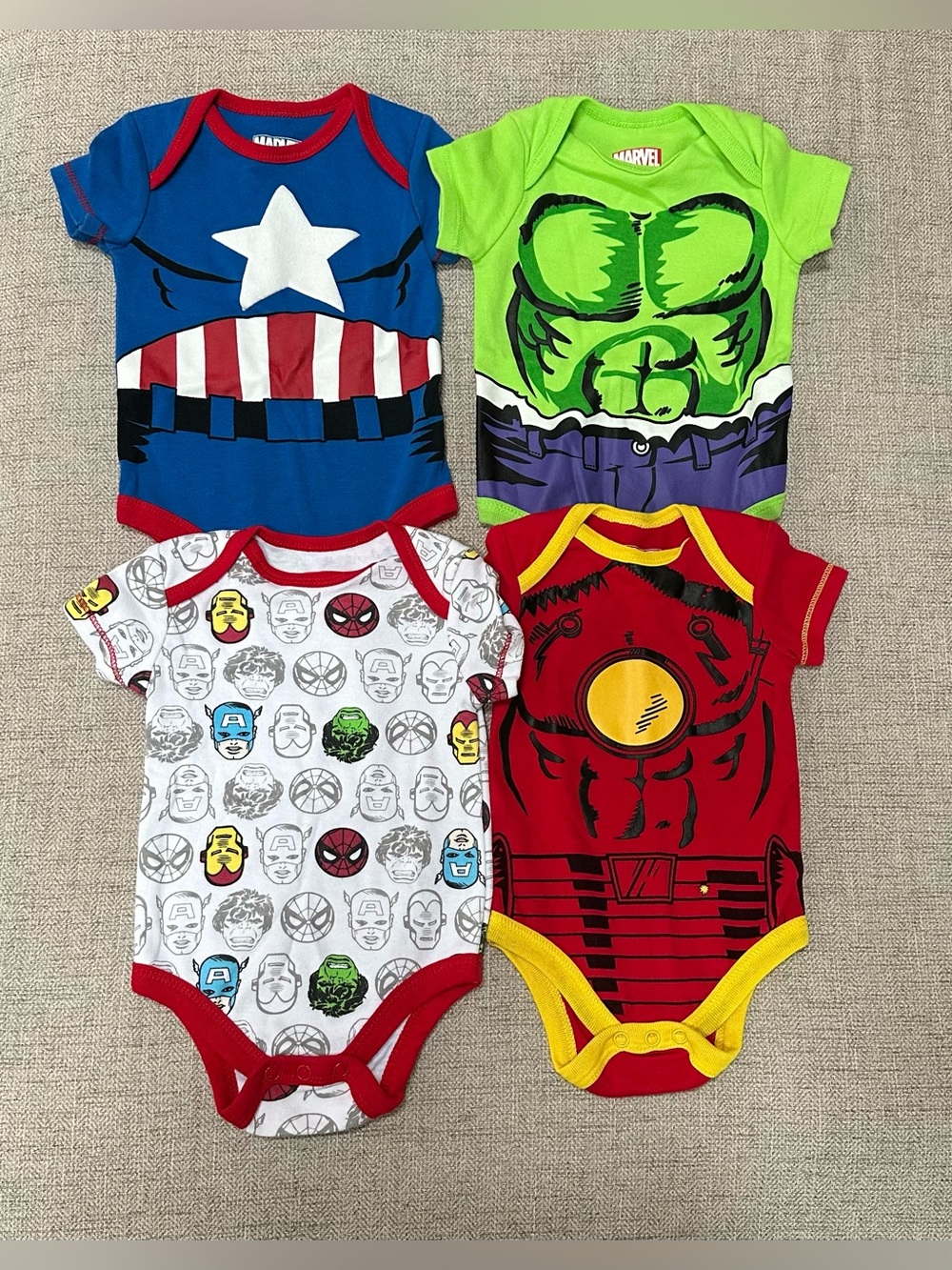 Marvel Baby Onesie Set - Blue, Green, Red, White